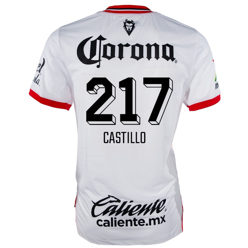 Gyermek Labdarúgás Klever Castillo #217 Fehér Piros Idegenbeli Jersey 2024/25 Mez Póló Ing