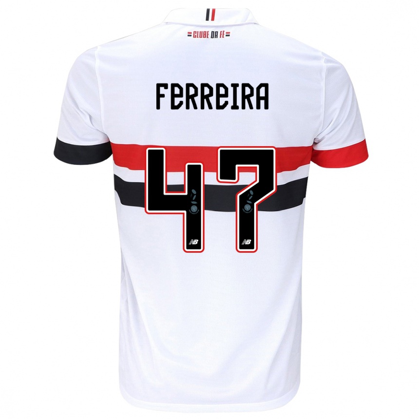 Férfi Labdarúgás Ferreira #47 Fehér Piros Fekete Hazai Jersey 2024/25 Mez Póló Ing