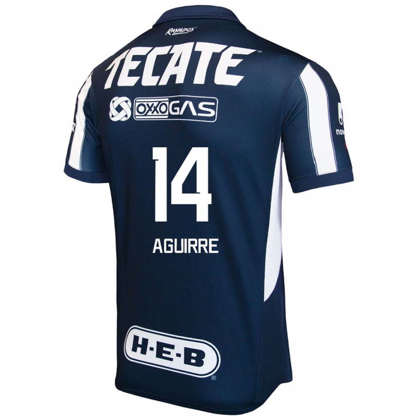 Férfi Labdarúgás Erick Aguirre #14 Kék Piros Fehér Hazai Jersey 2024/25 Mez Póló Ing