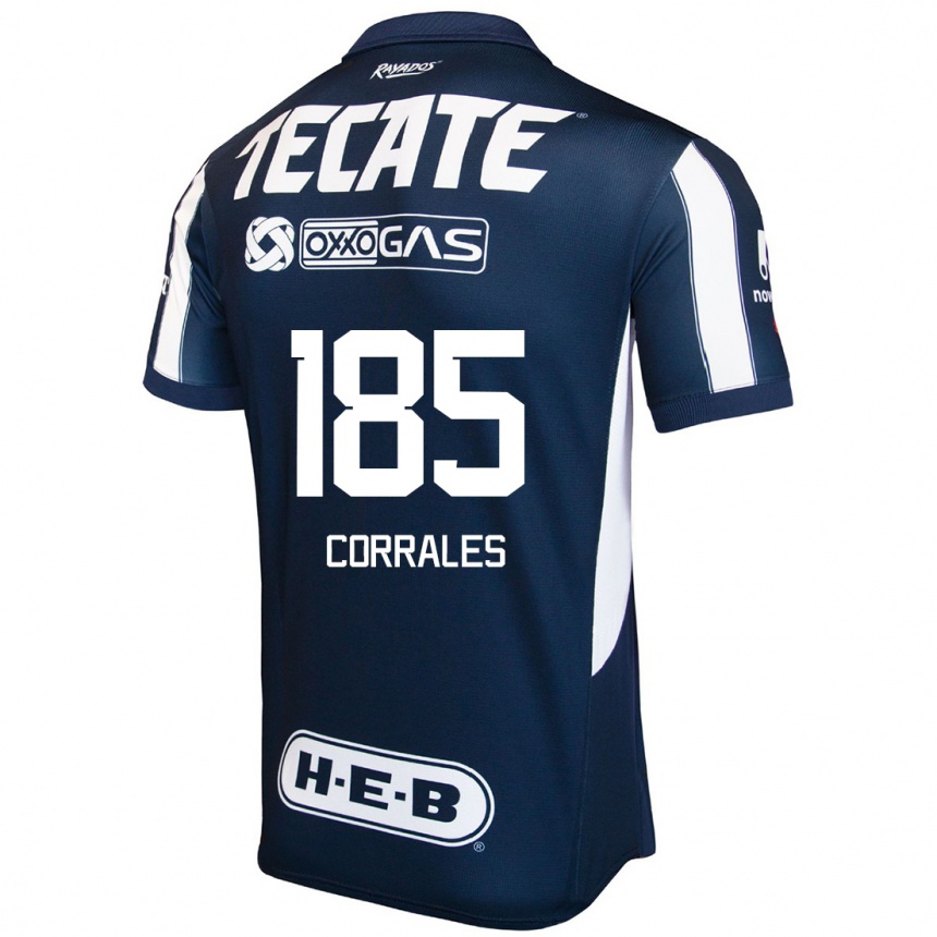 Férfi Labdarúgás Ángel Corrales #185 Kék Piros Fehér Hazai Jersey 2024/25 Mez Póló Ing