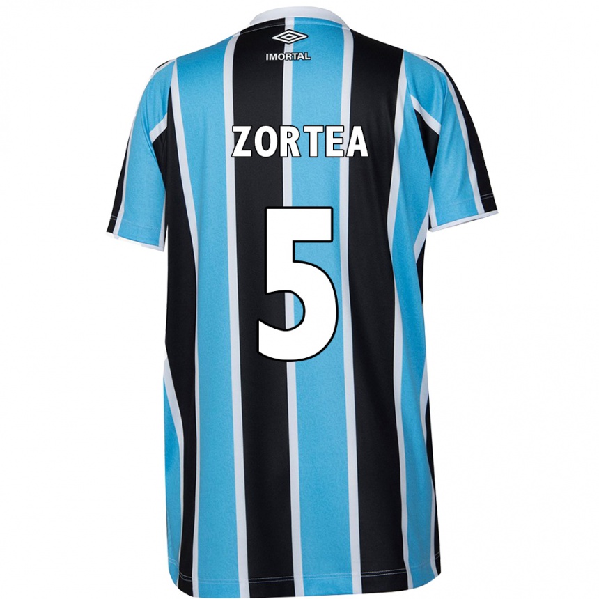 Férfi Labdarúgás Bernardo Zortea #5 Kék Fekete Fehér Hazai Jersey 2024/25 Mez Póló Ing