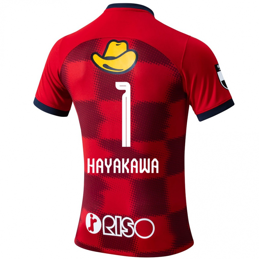 Férfi Labdarúgás Tomoki Hayakawa #1 Piros Kék Fehér Hazai Jersey 2024/25 Mez Póló Ing