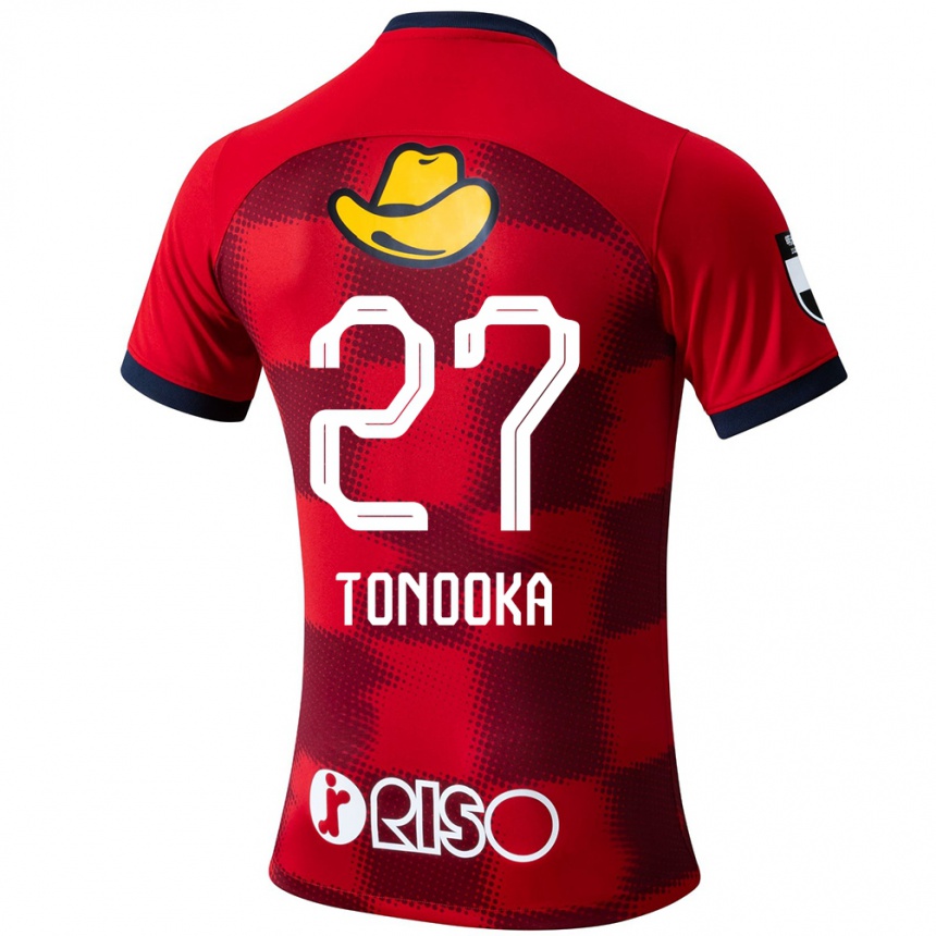 Férfi Labdarúgás Ryota Tonooka #27 Piros Kék Fehér Hazai Jersey 2024/25 Mez Póló Ing