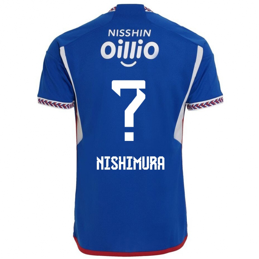 Férfi Labdarúgás Takuma Nishimura #0 Kék Fehér Piros Hazai Jersey 2024/25 Mez Póló Ing