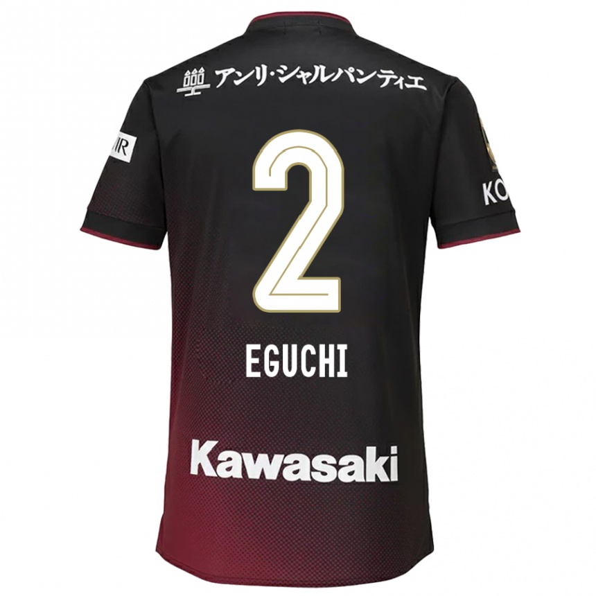 Férfi Labdarúgás Takuma Eguchi #2 Fekete Piros Hazai Jersey 2024/25 Mez Póló Ing