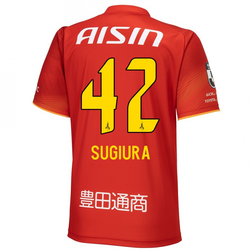 Férfi Labdarúgás Shungo Sugiura #42 Piros Fehér Sárga Hazai Jersey 2024/25 Mez Póló Ing