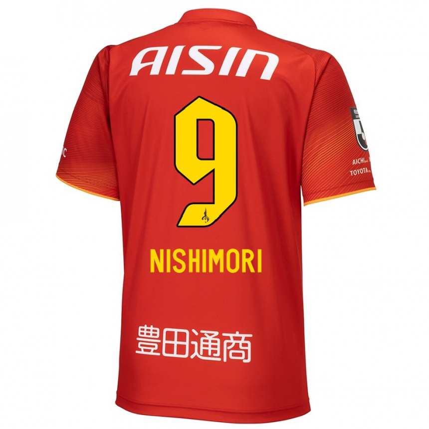 Férfi Labdarúgás Naoto Nishimori #9 Piros Fehér Sárga Hazai Jersey 2024/25 Mez Póló Ing