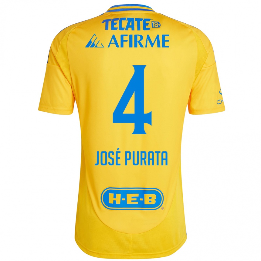 Férfi Labdarúgás Juan José Purata #4 Arany Sárga Hazai Jersey 2024/25 Mez Póló Ing