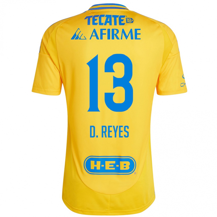 Férfi Labdarúgás Diego Reyes #13 Arany Sárga Hazai Jersey 2024/25 Mez Póló Ing