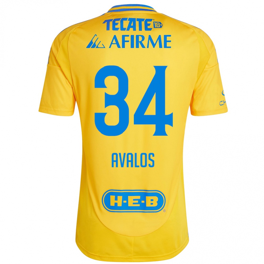 Férfi Labdarúgás Erick Avalos #34 Arany Sárga Hazai Jersey 2024/25 Mez Póló Ing