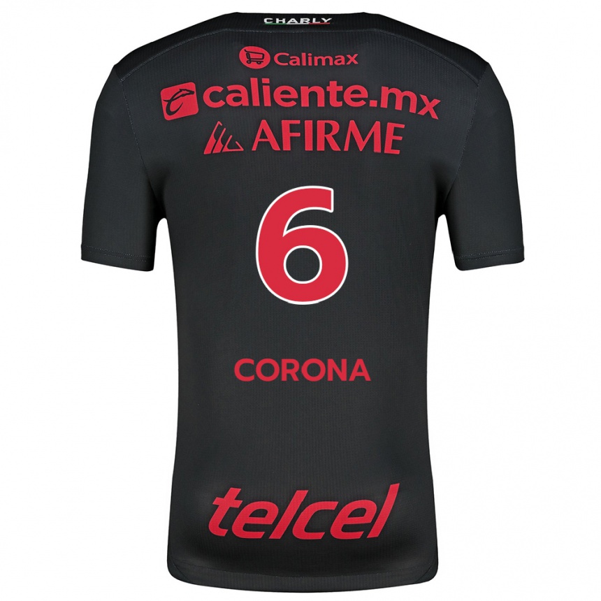 Férfi Labdarúgás Joe Corona #6 Fekete Piros Hazai Jersey 2024/25 Mez Póló Ing