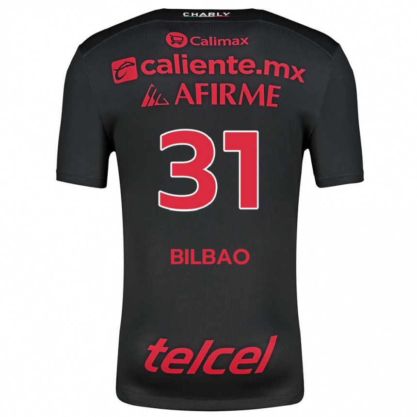 Férfi Labdarúgás Unai Bilbao #31 Fekete Piros Hazai Jersey 2024/25 Mez Póló Ing