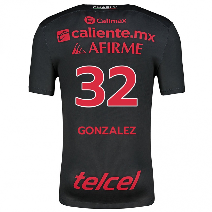 Férfi Labdarúgás Carlos González #32 Fekete Piros Hazai Jersey 2024/25 Mez Póló Ing