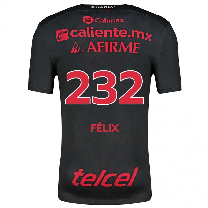 Férfi Labdarúgás Erick Félix #232 Fekete Piros Hazai Jersey 2024/25 Mez Póló Ing