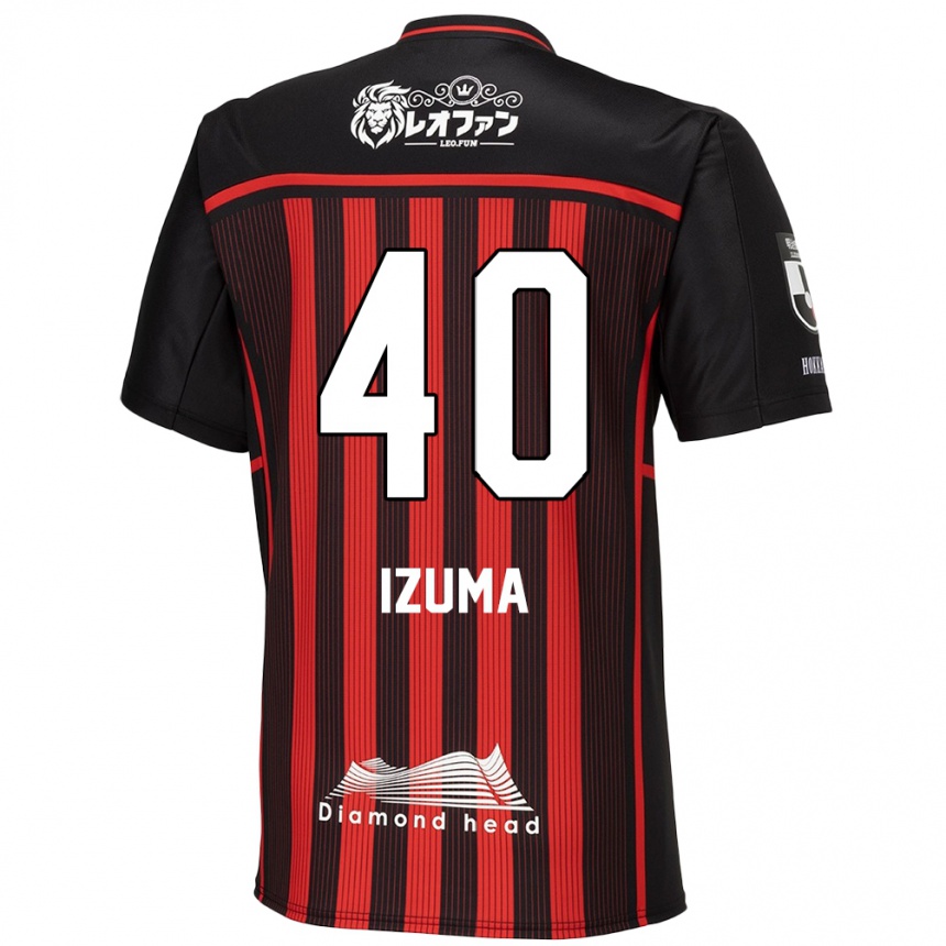 Férfi Labdarúgás Shido Izuma #40 Piros Fekete Hazai Jersey 2024/25 Mez Póló Ing