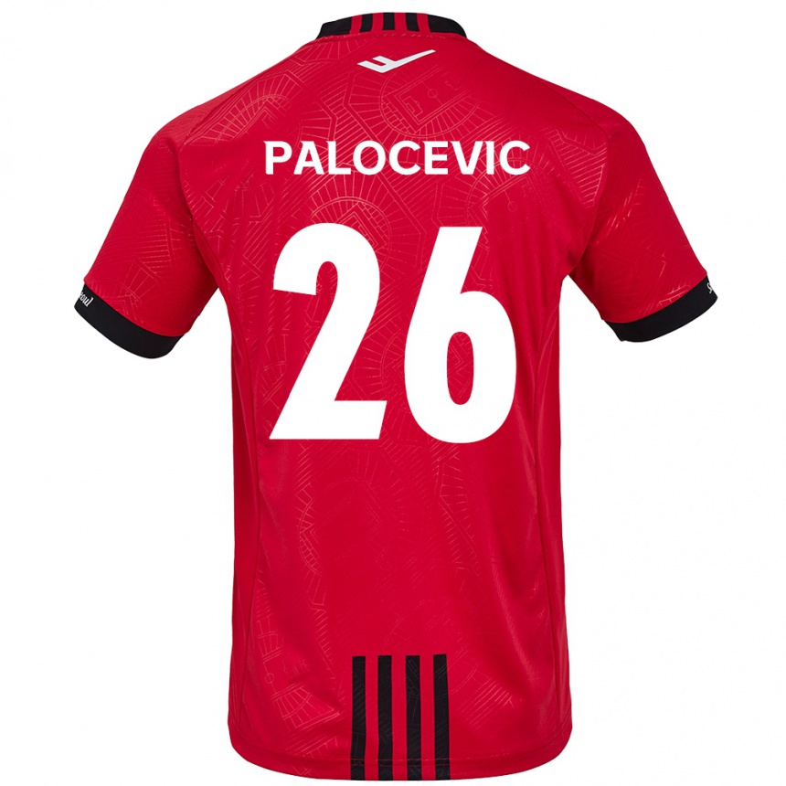 Férfi Labdarúgás Aleksandar Palocevic #26 Piros Fekete Hazai Jersey 2024/25 Mez Póló Ing