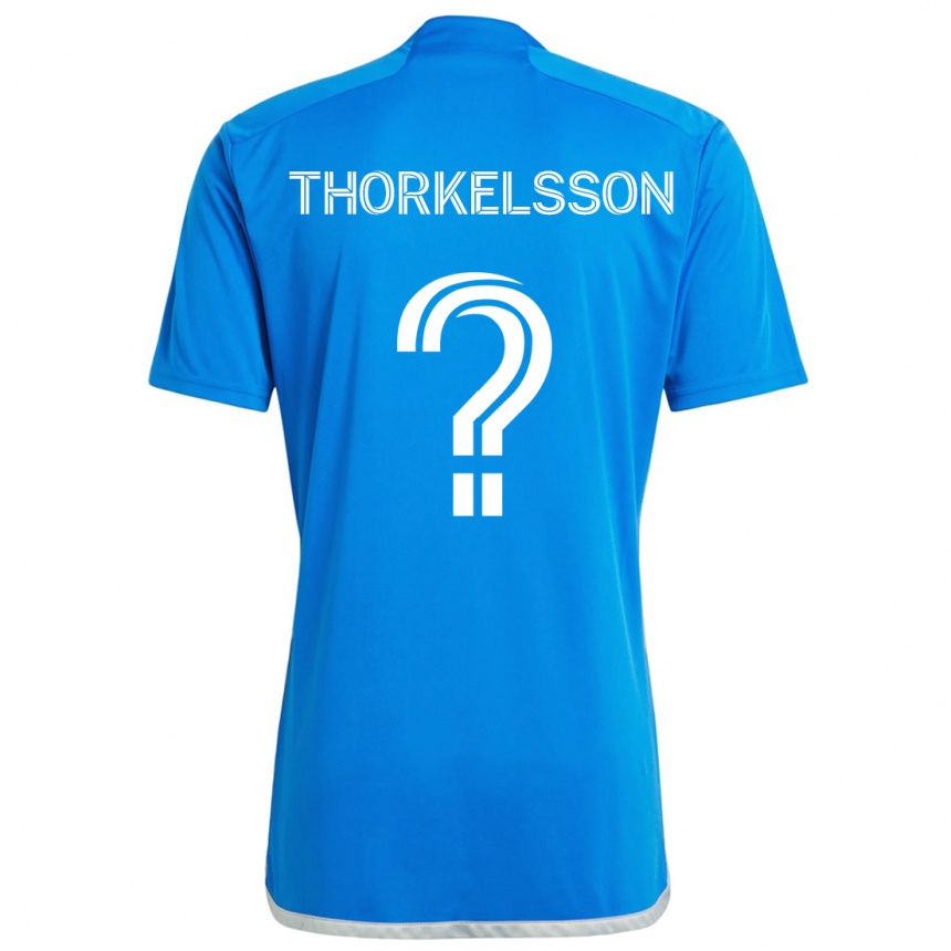 Férfi Labdarúgás Róbert Orri Thorkelsson #0 Kék Fehér Hazai Jersey 2024/25 Mez Póló Ing