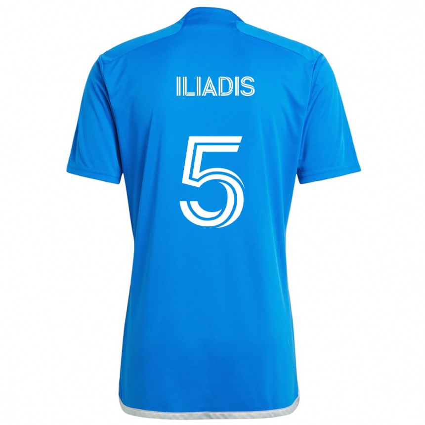 Férfi Labdarúgás Ilias Iliadis #5 Kék Fehér Hazai Jersey 2024/25 Mez Póló Ing