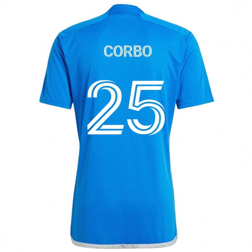 Férfi Labdarúgás Gabriele Corbo #25 Kék Fehér Hazai Jersey 2024/25 Mez Póló Ing