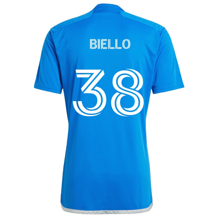 Férfi Labdarúgás Alessandro Biello #38 Kék Fehér Hazai Jersey 2024/25 Mez Póló Ing