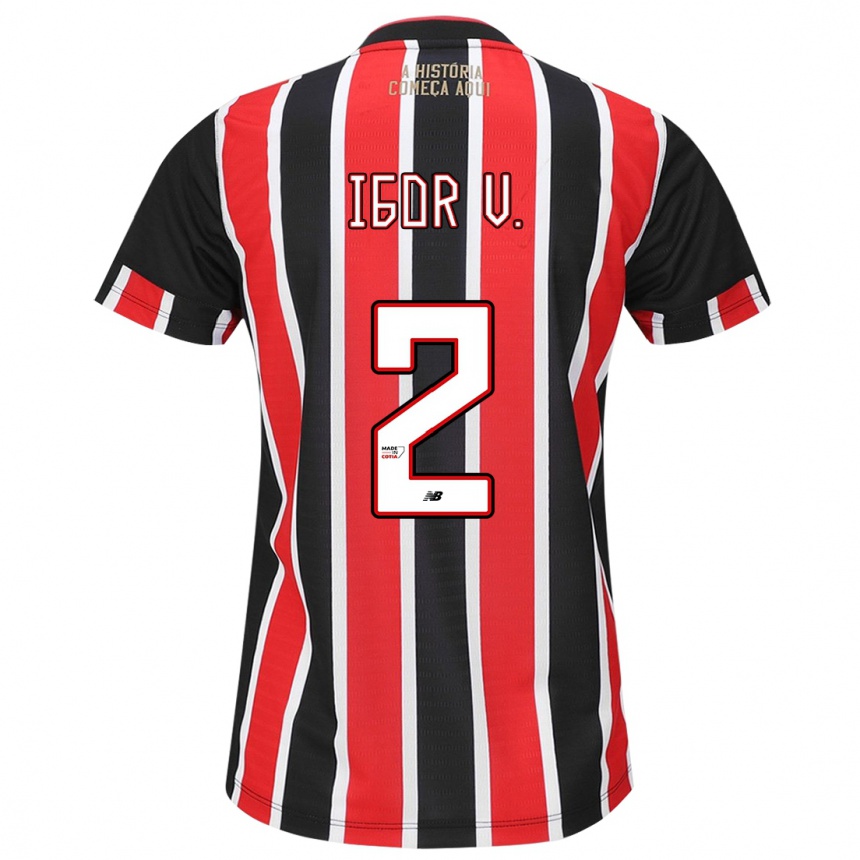 Férfi Labdarúgás Igor Vinícius #2 Fekete Piros Fehér Idegenbeli Jersey 2024/25 Mez Póló Ing