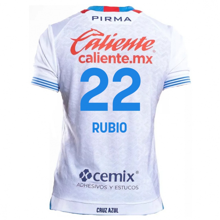 Férfi Labdarúgás Raymundo Rubio #22 Fehér Kék Idegenbeli Jersey 2024/25 Mez Póló Ing