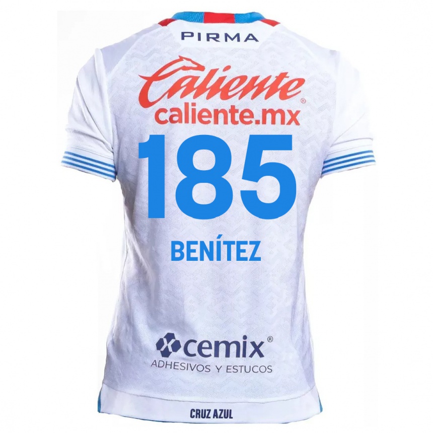 Férfi Labdarúgás Cristopher Benítez #185 Fehér Kék Idegenbeli Jersey 2024/25 Mez Póló Ing