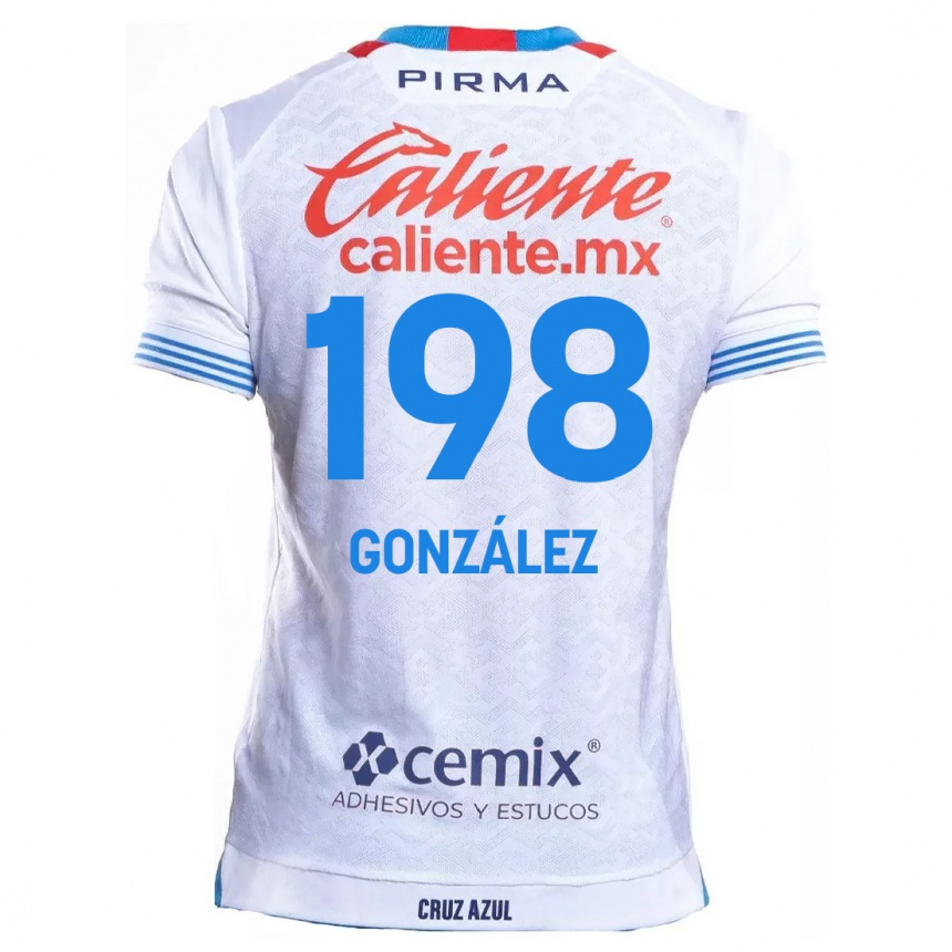 Férfi Labdarúgás Kenneth González #198 Fehér Kék Idegenbeli Jersey 2024/25 Mez Póló Ing