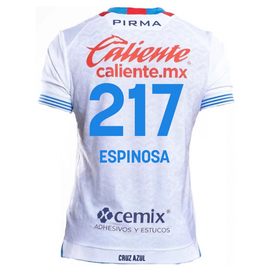 Férfi Labdarúgás Samuel Espinosa #217 Fehér Kék Idegenbeli Jersey 2024/25 Mez Póló Ing