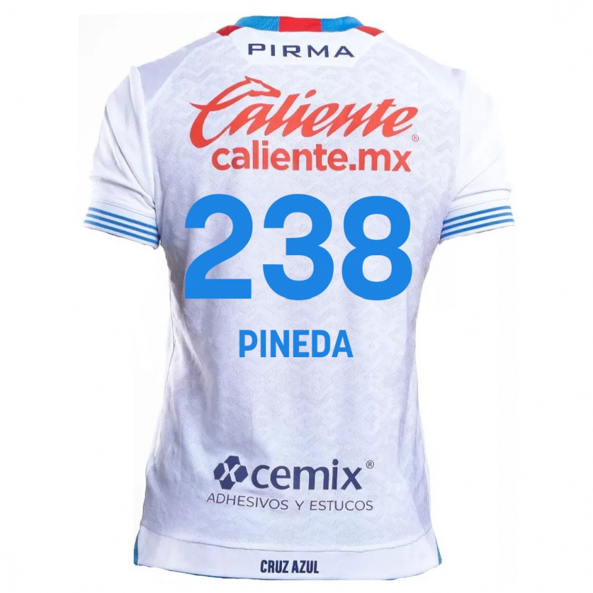 Férfi Labdarúgás Zadiel Pineda #238 Fehér Kék Idegenbeli Jersey 2024/25 Mez Póló Ing