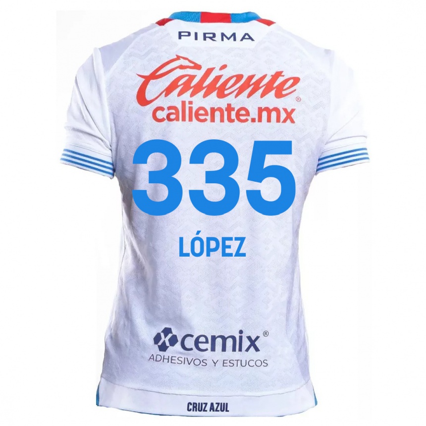 Férfi Labdarúgás Alfredo López #335 Fehér Kék Idegenbeli Jersey 2024/25 Mez Póló Ing