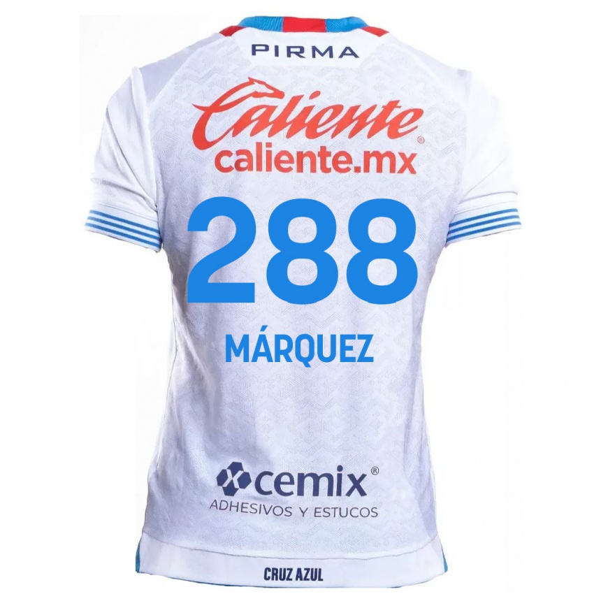 Férfi Labdarúgás Víctor Márquez #288 Fehér Kék Idegenbeli Jersey 2024/25 Mez Póló Ing