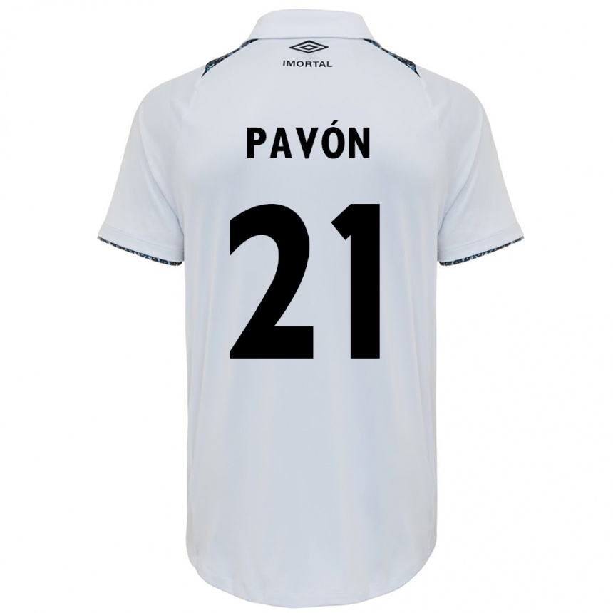 Férfi Labdarúgás Cristian Pavón #21 Fehér Kék Idegenbeli Jersey 2024/25 Mez Póló Ing