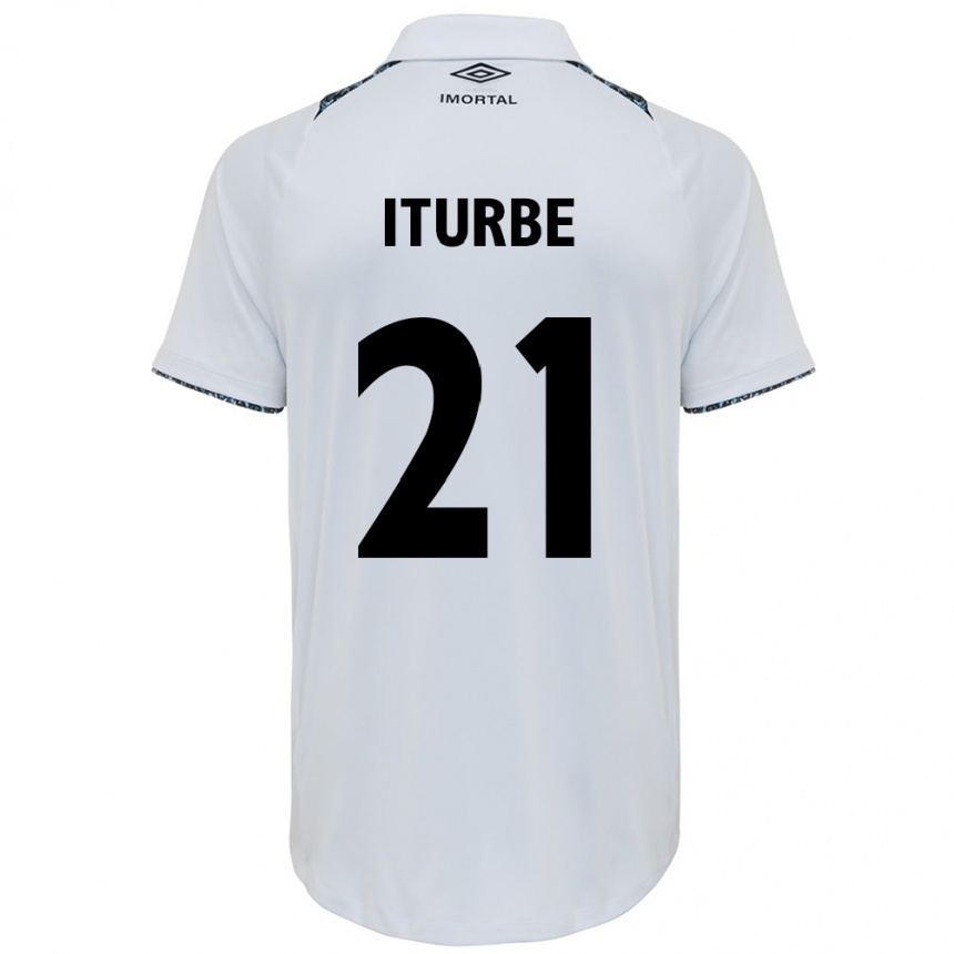 Férfi Labdarúgás Juan Iturbe #21 Fehér Kék Idegenbeli Jersey 2024/25 Mez Póló Ing