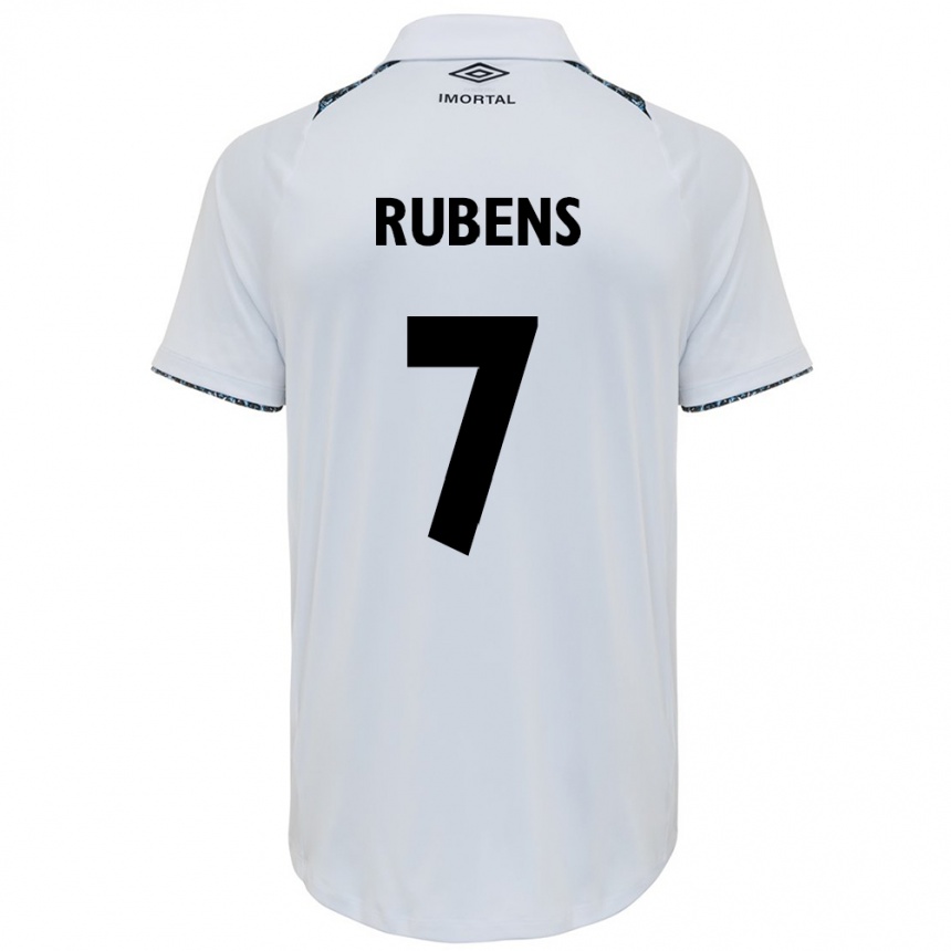 Férfi Labdarúgás Rubens #7 Fehér Kék Idegenbeli Jersey 2024/25 Mez Póló Ing