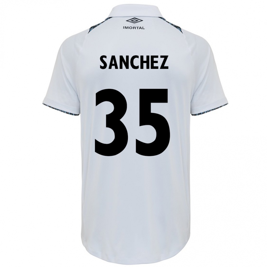 Férfi Labdarúgás Lari Sanchez #35 Fehér Kék Idegenbeli Jersey 2024/25 Mez Póló Ing