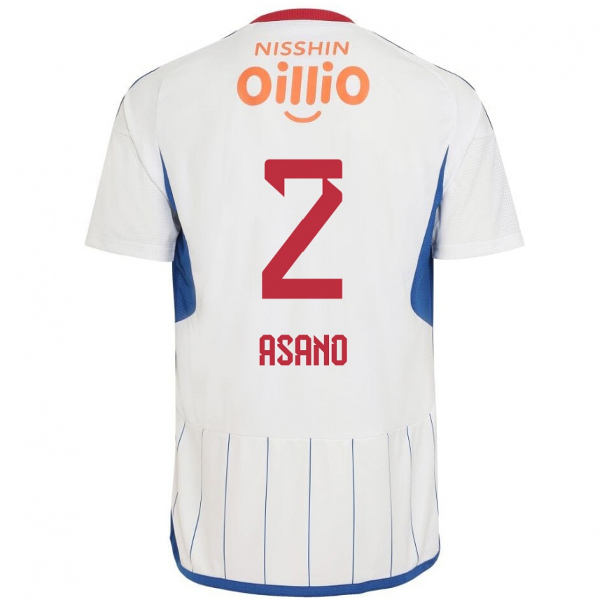 Férfi Labdarúgás Katsuki Asano #2 Fehér Kék Piros Idegenbeli Jersey 2024/25 Mez Póló Ing