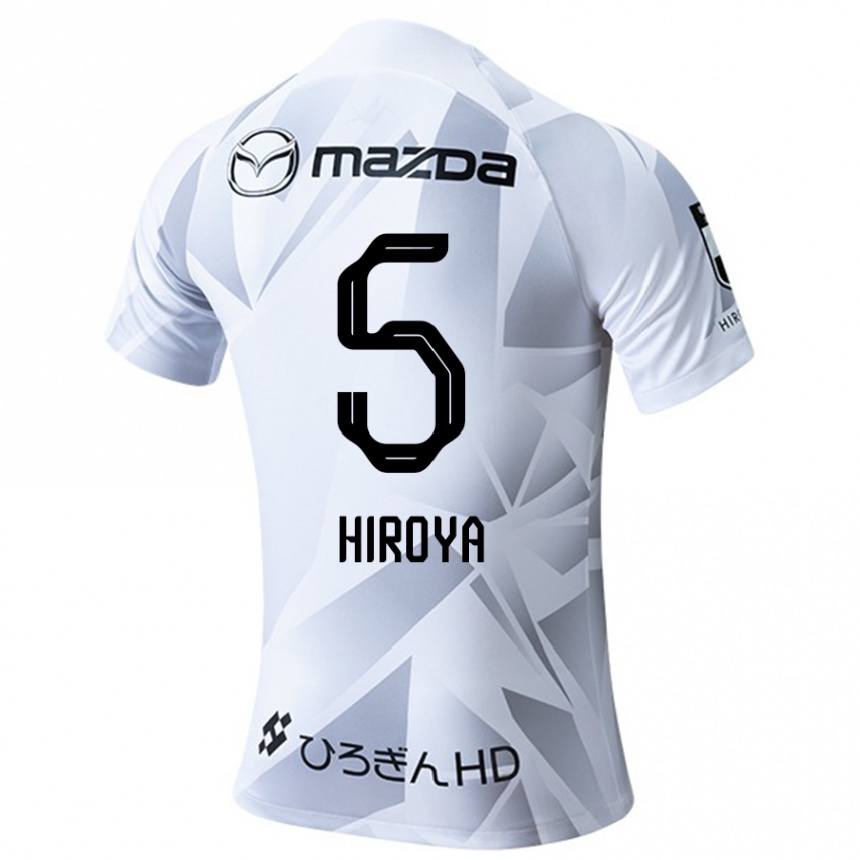 Férfi Labdarúgás Hiroya Matsumoto #5 Fehér Szürke Fekete Idegenbeli Jersey 2024/25 Mez Póló Ing