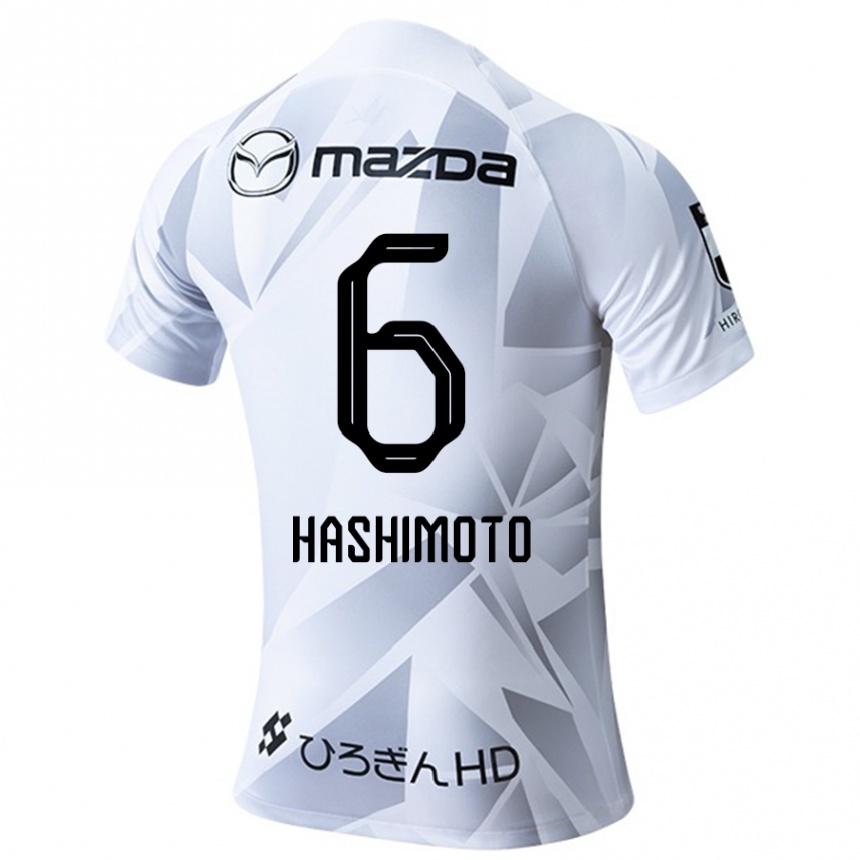 Férfi Labdarúgás Hinata Hashimoto #6 Fehér Szürke Fekete Idegenbeli Jersey 2024/25 Mez Póló Ing