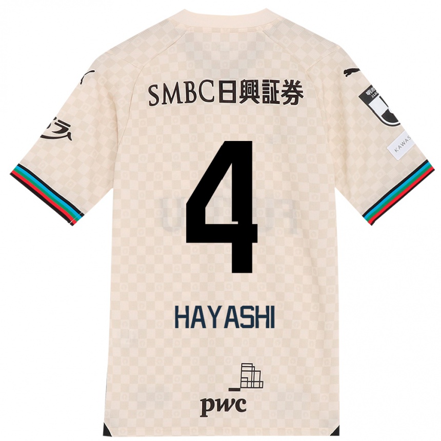 Férfi Labdarúgás Shunsuke Hayashi #4 Fehér Szürke Idegenbeli Jersey 2024/25 Mez Póló Ing