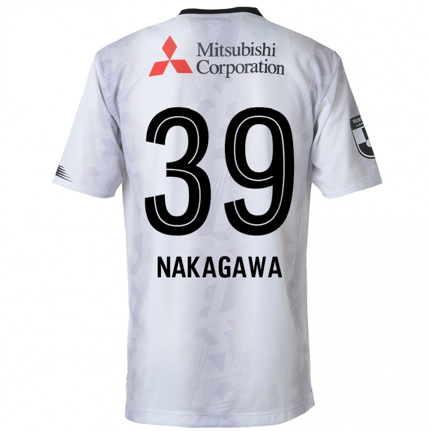 Férfi Labdarúgás Teruhito Nakagawa #39 Fehér Fekete Idegenbeli Jersey 2024/25 Mez Póló Ing