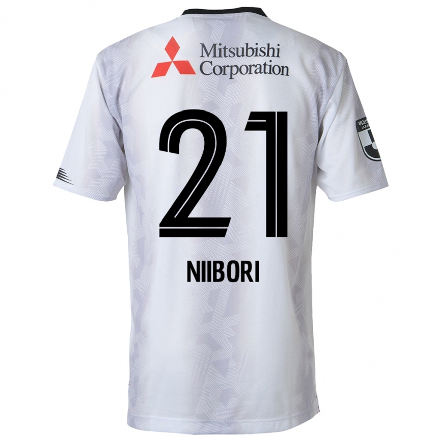 Férfi Labdarúgás Keita Niibori #21 Fehér Fekete Idegenbeli Jersey 2024/25 Mez Póló Ing