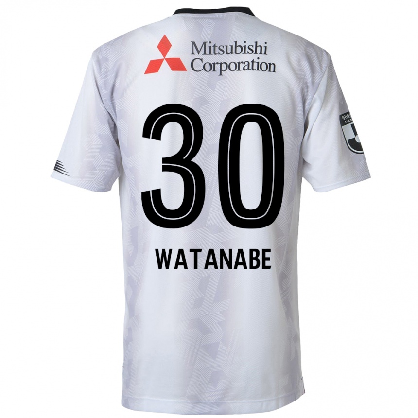 Férfi Labdarúgás Matthew Watanabe #30 Fehér Fekete Idegenbeli Jersey 2024/25 Mez Póló Ing