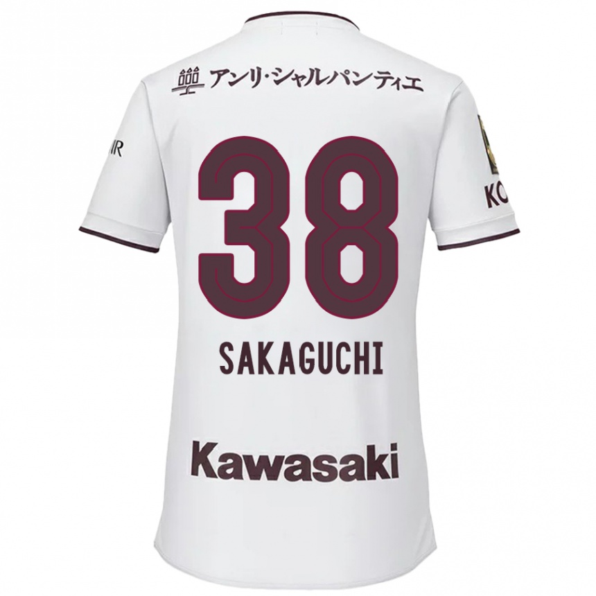 Férfi Labdarúgás Yuki Sakaguchi #38 Fehér Piros Idegenbeli Jersey 2024/25 Mez Póló Ing