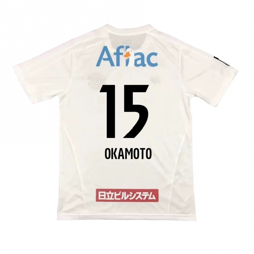 Férfi Labdarúgás Ryoji Okamoto #15 Fehér Fekete Idegenbeli Jersey 2024/25 Mez Póló Ing