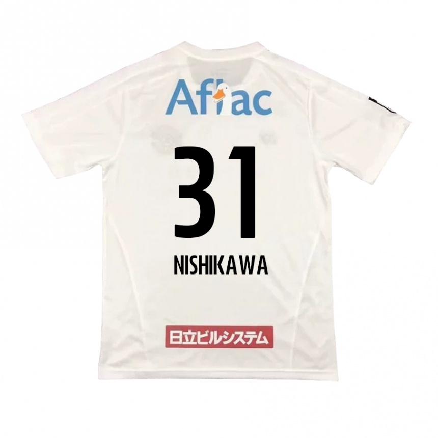 Férfi Labdarúgás Genki Nishikawa #31 Fehér Fekete Idegenbeli Jersey 2024/25 Mez Póló Ing