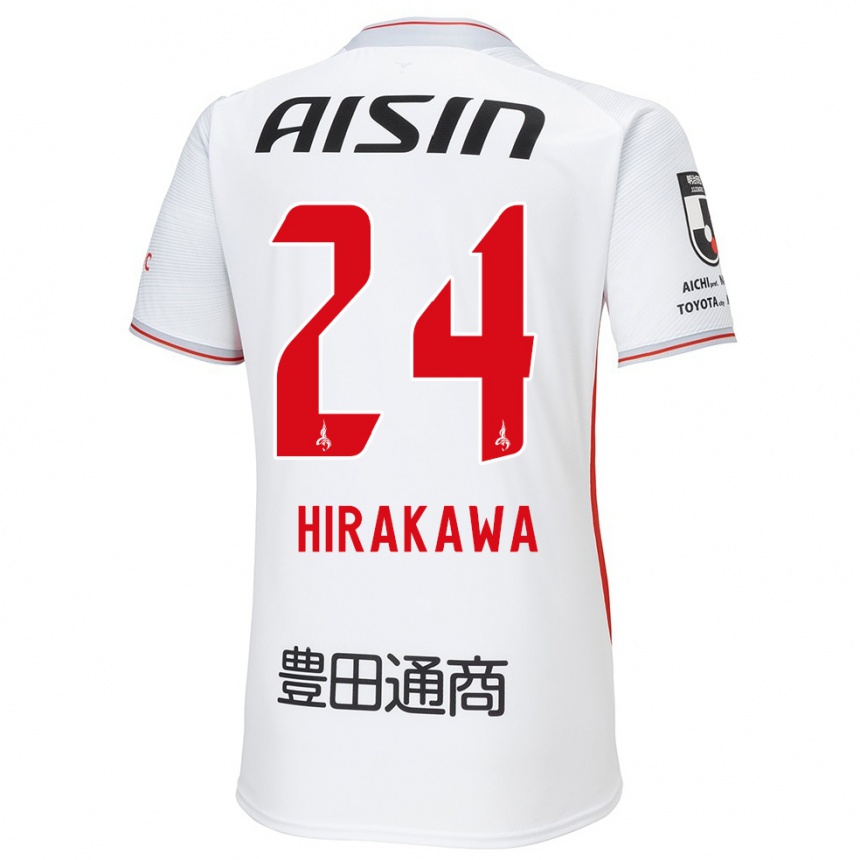 Férfi Labdarúgás Haruto Hirakawa #24 Fehér Sárga Piros Idegenbeli Jersey 2024/25 Mez Póló Ing