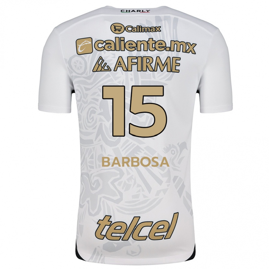 Férfi Labdarúgás Diego Barbosa #15 Fehér Fekete Idegenbeli Jersey 2024/25 Mez Póló Ing