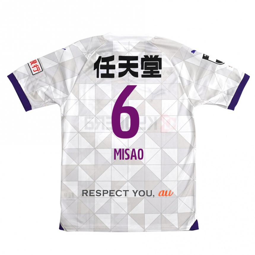 Férfi Labdarúgás Yuto Misao #6 Fehér Lila Idegenbeli Jersey 2024/25 Mez Póló Ing