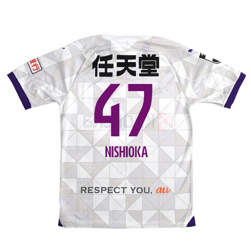 Férfi Labdarúgás Yuma Nishioka #47 Fehér Lila Idegenbeli Jersey 2024/25 Mez Póló Ing